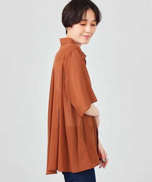 Lee（リー）の「Lee/リー　シアーシャツ半袖（シャツ/ブラウス・レディース・サックスブルー/ブラック/テラコッタ/ホワイト・SMALL/MEDIUM）」の13枚目の写真