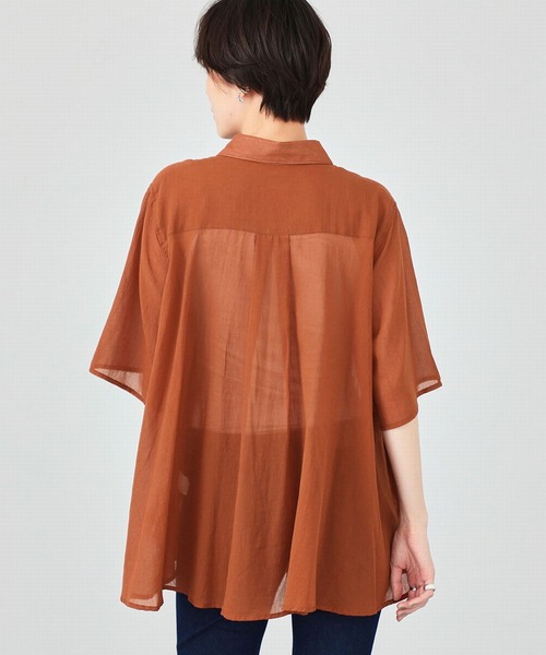 Lee（リー）の「Lee/リー　シアーシャツ半袖（シャツ/ブラウス・レディース・サックスブルー/ブラック/テラコッタ/ホワイト・SMALL/MEDIUM）」の14枚目の写真