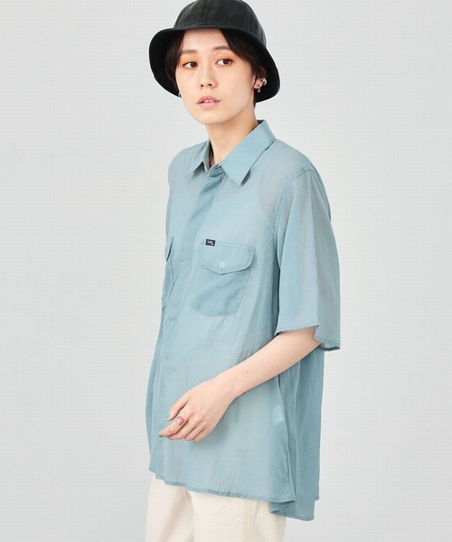 Lee（リー）の「Lee/リー　シアーシャツ半袖（シャツ/ブラウス・レディース・サックスブルー/ブラック/テラコッタ/ホワイト・SMALL/MEDIUM）」の19枚目の写真