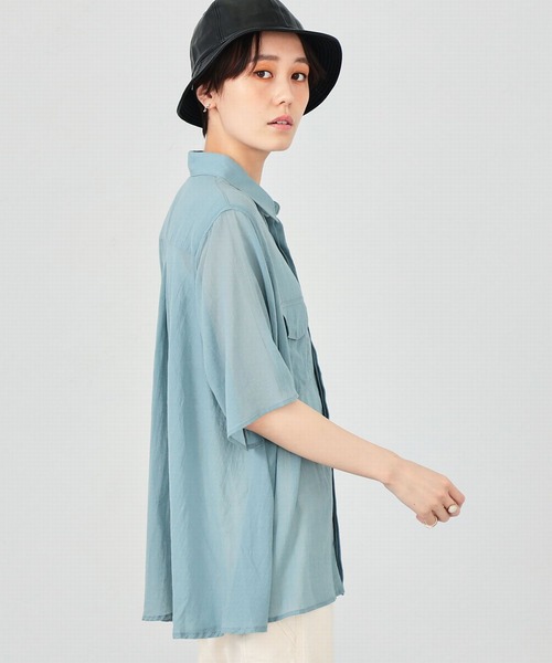 Lee（リー）の「Lee/リー　シアーシャツ半袖（シャツ/ブラウス・レディース・サックスブルー/ブラック/テラコッタ/ホワイト・SMALL/MEDIUM）」の21枚目の写真