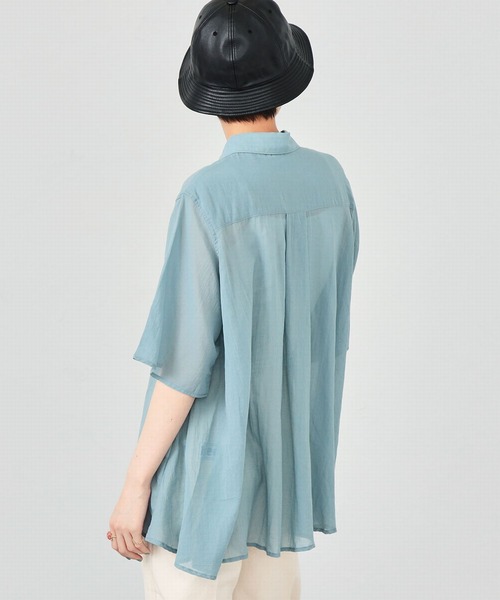 Lee（リー）の「Lee/リー　シアーシャツ半袖（シャツ/ブラウス・レディース・サックスブルー/ブラック/テラコッタ/ホワイト・SMALL/MEDIUM）」の22枚目の写真