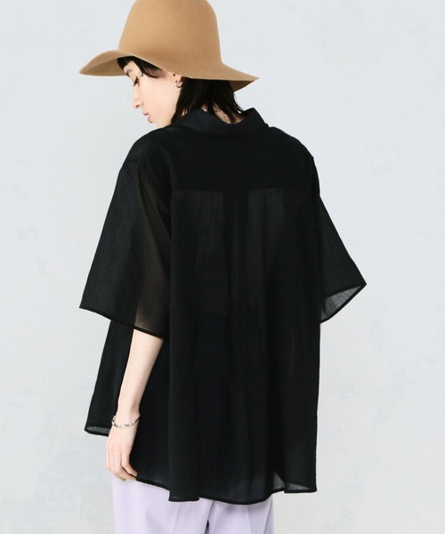 Lee（リー）の「Lee/リー　シアーシャツ半袖（シャツ/ブラウス・レディース・サックスブルー/ブラック/テラコッタ/ホワイト・SMALL/MEDIUM）」の7枚目の写真