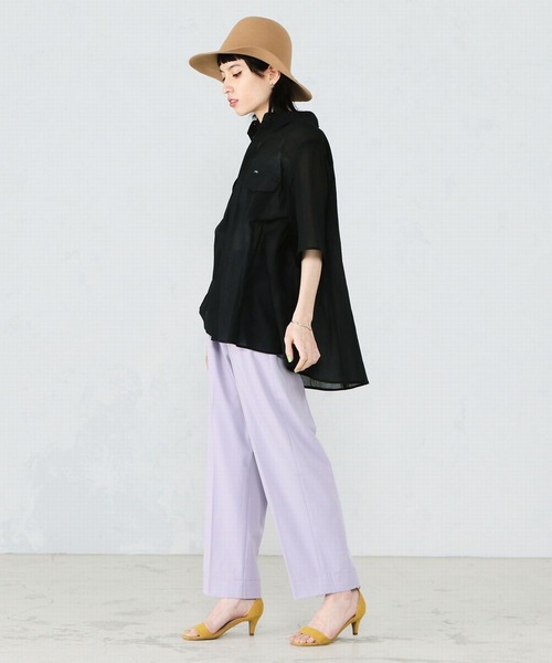 Lee（リー）の「Lee/リー　シアーシャツ半袖（シャツ/ブラウス・レディース・サックスブルー/ブラック/テラコッタ/ホワイト・SMALL/MEDIUM）」の10枚目の写真