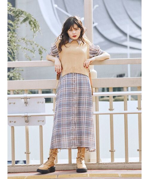 jouetie(ジュエティ)の「ベストレイヤードワンピース(ワンピース・レディース・ブラック/ベージュ/パープル・MEDIUM)」の18枚目の写真