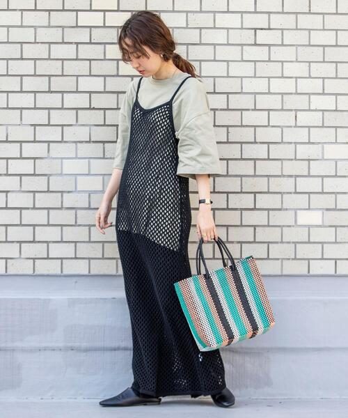 coen by SIZU（コーエンバイシズ）の「coen by SIZU メッシュワンピース＆メロウ5分袖Tシャツ2セット（ワンピース・レディース・ナチュラル・FREE）」の6枚目の写真