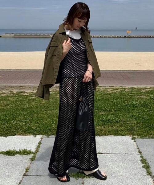 coen by SIZU（コーエンバイシズ）の「coen by SIZU メッシュワンピース＆メロウ5分袖Tシャツ2セット（ワンピース・レディース・ブラック/ナチュラル・FREE）」の17枚目の写真