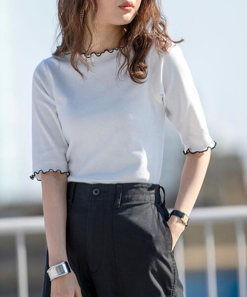 coen by SIZU（コーエンバイシズ）の「coen by SIZU メッシュワンピース＆メロウ5分袖Tシャツ2セット（ワンピース・レディース・ブラック/ナチュラル・FREE）」の18枚目の写真