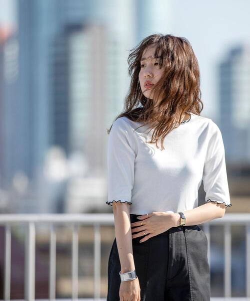 coen by SIZU（コーエンバイシズ）の「coen by SIZU メッシュワンピース＆メロウ5分袖Tシャツ2セット（ワンピース・レディース・ブラック/ナチュラル・FREE）」の13枚目の写真