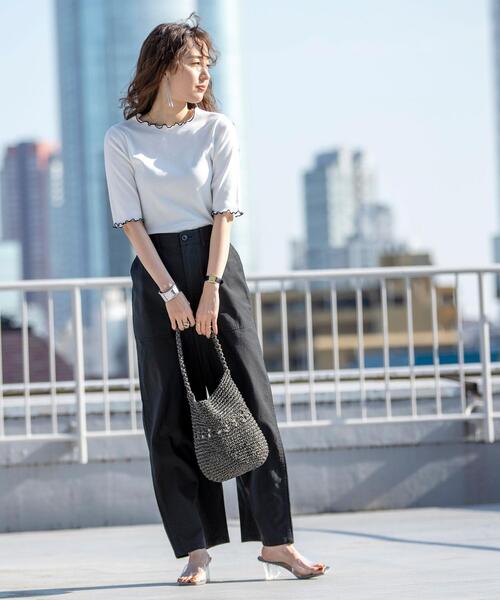 coen by SIZU（コーエンバイシズ）の「coen by SIZU メッシュワンピース＆メロウ5分袖Tシャツ2セット（ワンピース・レディース・ブラック/ナチュラル・FREE）」の9枚目の写真