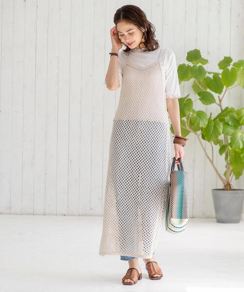 coen by SIZU（コーエンバイシズ）の「coen by SIZU メッシュワンピース＆メロウ5分袖Tシャツ2セット（ワンピース・レディース・ナチュラル・FREE）」の21枚目の写真