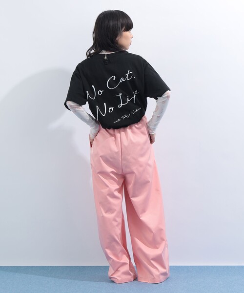 UNISEX〉 'NO CAT, NO LIFE.' Tシャツ 旅行 レイヤード 洗濯可能 主役