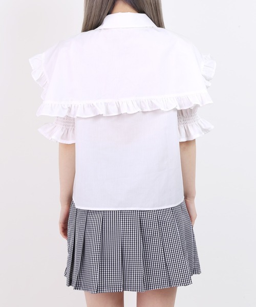 WC（ダブル シー）の「ダブル襟付き半袖ブラウス（シャツ/ブラウス・レディース・ホワイト/ブラック・FREE）」の6枚目の写真