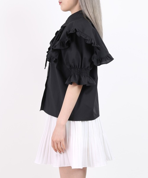 WC（ダブル シー）の「ダブル襟付き半袖ブラウス（シャツ/ブラウス・レディース・ホワイト/ブラック・FREE）」の11枚目の写真
