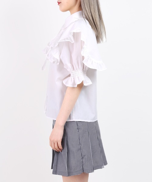 WC（ダブル シー）の「ダブル襟付き半袖ブラウス（シャツ/ブラウス・レディース・ホワイト/ブラック・FREE）」の5枚目の写真
