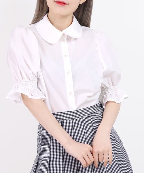 WC（ダブル シー）の「ダブル襟付き半袖ブラウス（シャツ/ブラウス・レディース・ホワイト/ブラック・FREE）」の7枚目の写真