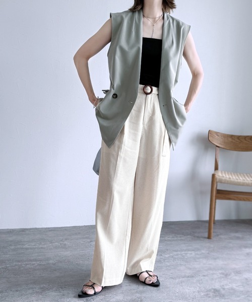 reca（レカ）の「【低身長さんから高身長さんまで！】リネンベルトパンツ（その他パンツ・レディース・ナチュラル/ダークベージュ/ブラック・L/M）」の5枚目の写真