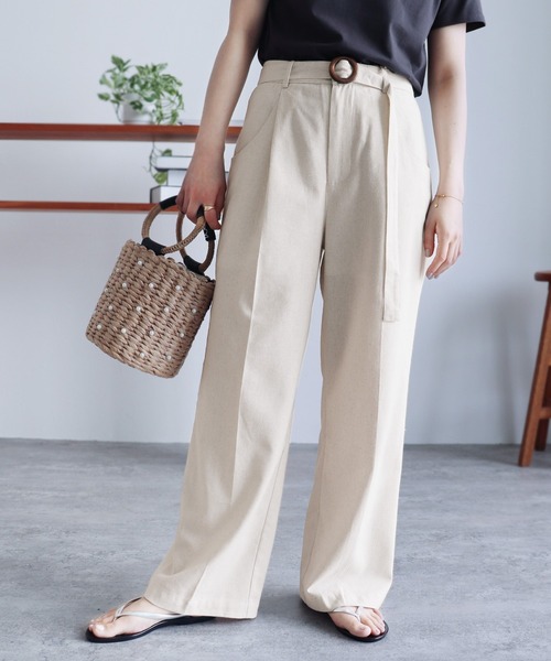 reca（レカ）の「【低身長さんから高身長さんまで！】リネンベルトパンツ（その他パンツ・レディース・ナチュラル/ダークベージュ/ブラック・L/M）」の7枚目の写真