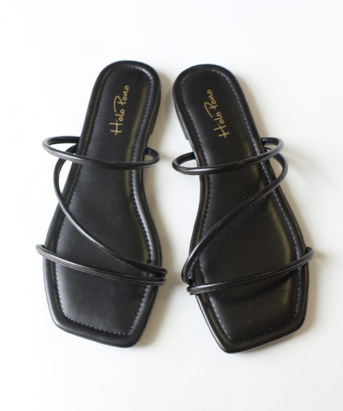 AmiAmi（アミアミ）の「スクエアトゥナローストラップフラットサンダル（サンダル・レディース・ブラック/ブラウン/ライトベージュ/パイソン・LL/S/M/L）」の20枚目の写真