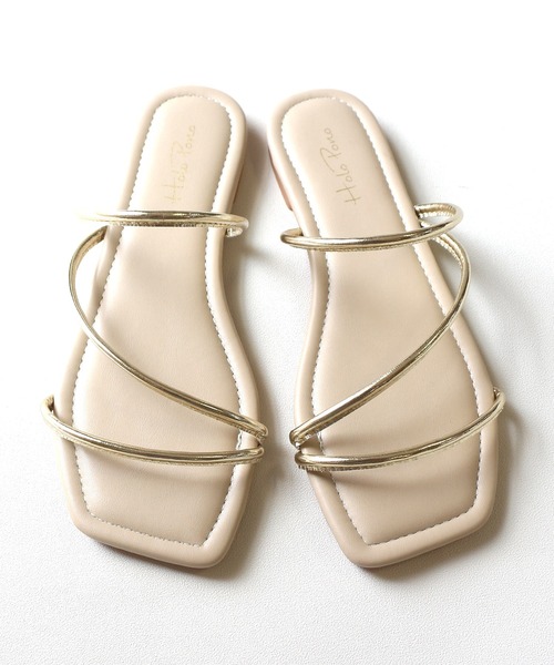 AmiAmi（アミアミ）の「スクエアトゥナローストラップフラットサンダル（サンダル・レディース・ブラック/ブラウン/ライトベージュ/パイソン・LL/S/M/L）」の22枚目の写真