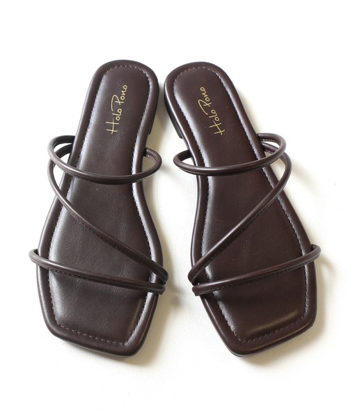 AmiAmi（アミアミ）の「スクエアトゥナローストラップフラットサンダル（サンダル・レディース・ブラック/ブラウン/ライトベージュ/パイソン・LL/S/M/L）」の21枚目の写真