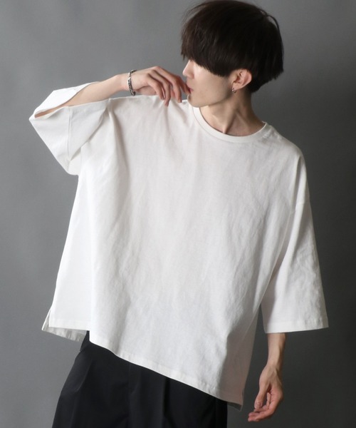 SITRY（シトリー）の「Loose silhouette basic T-shirt/ルーズシルエット ベーシック Ｔシャツ（Tシャツ/カットソー・メンズ・ホワイト/サックスブルー/ラベンダー/グレイッシュベージュ/チャコール/グリーン・M/L）」の2枚目の写真