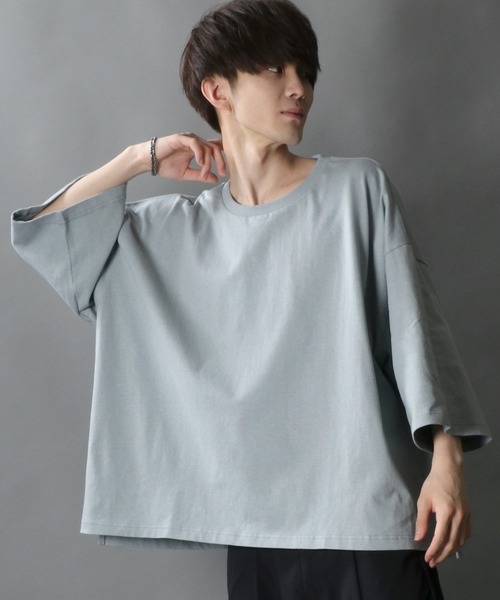 SITRY（シトリー）の「Loose silhouette basic T-shirt/ルーズシルエット ベーシック Ｔシャツ（Tシャツ/カットソー・メンズ・ホワイト/サックスブルー/ラベンダー/グレイッシュベージュ/チャコール/グリーン・M/L）」の9枚目の写真