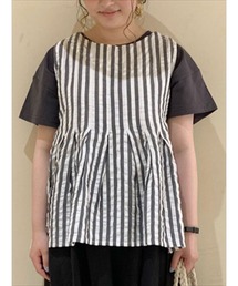 Samansa Mos2 | シアサッカー後ろリボンノースリブラウス(シャツ/ブラウス)