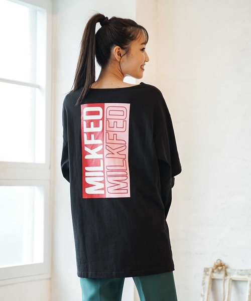 MILKFED.（ミルクフェド）の「SLIT SLEEVE TOP（Tシャツ/カットソー・レディース・ホワイト/ブラック/ネイビー・ONE SIZE）」の2枚目の写真