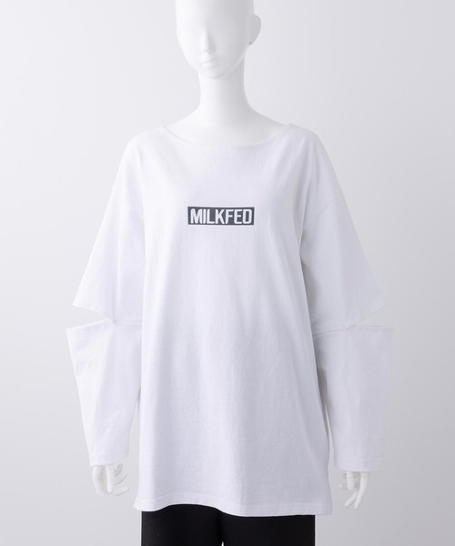 MILKFED.（ミルクフェド）の「SLIT SLEEVE TOP（Tシャツ/カットソー・レディース・ホワイト/ブラック/ネイビー・ONE SIZE）」の4枚目の写真