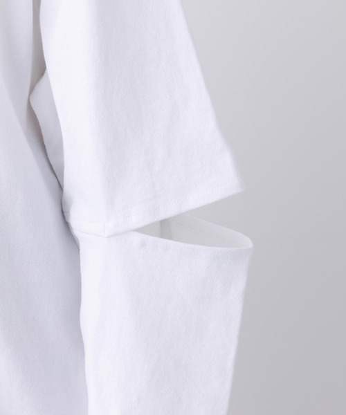 MILKFED.（ミルクフェド）の「SLIT SLEEVE TOP（Tシャツ/カットソー・レディース・ホワイト/ブラック/ネイビー・ONE SIZE）」の7枚目の写真