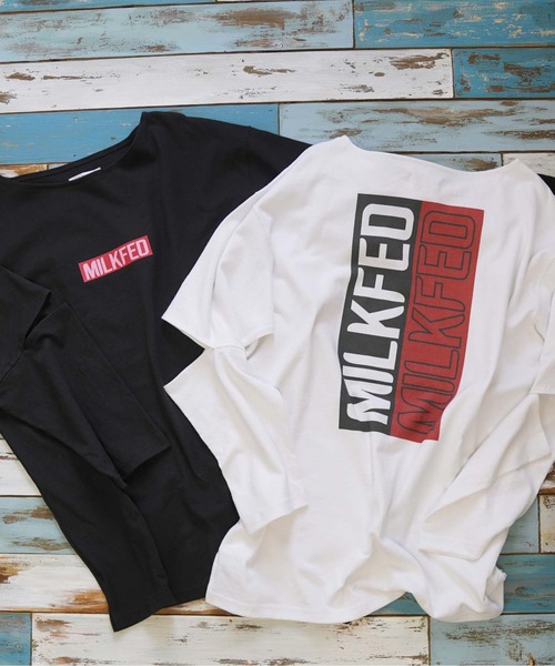 MILKFED.（ミルクフェド）の「SLIT SLEEVE TOP（Tシャツ/カットソー・レディース・ホワイト/ブラック/ネイビー・ONE SIZE）」の14枚目の写真