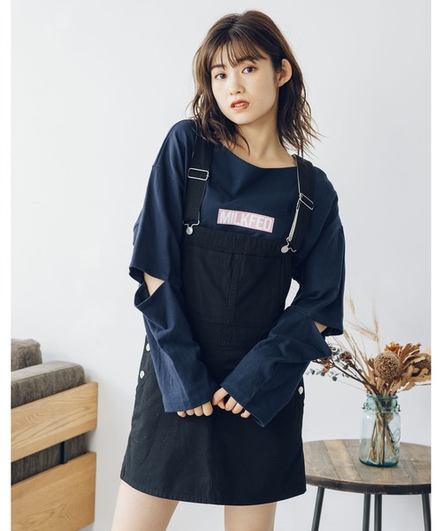 MILKFED.（ミルクフェド）の「SLIT SLEEVE TOP（Tシャツ/カットソー・レディース・ホワイト/ブラック/ネイビー・ONE SIZE）」の19枚目の写真