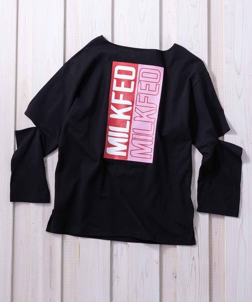 MILKFED.（ミルクフェド）の「SLIT SLEEVE TOP（Tシャツ/カットソー・レディース・ホワイト/ブラック/ネイビー・ONE SIZE）」の20枚目の写真