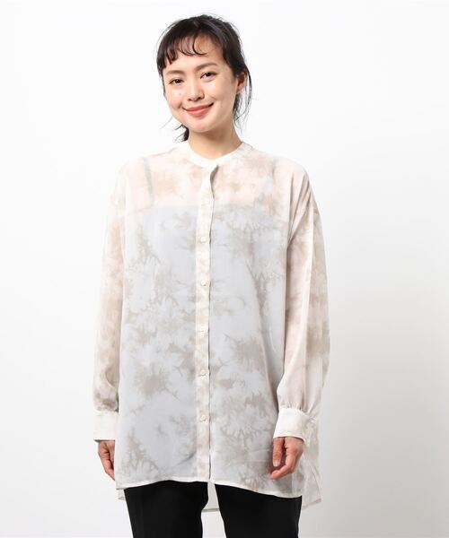 Lugnoncure（ルノンキュール）の「タイダイ柄シアーシャツ（シャツ/ブラウス・レディース・ベージュ/グレー/グリーン・ﾌﾘ-）」の2枚目の写真