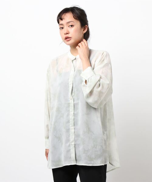 Lugnoncure（ルノンキュール）の「タイダイ柄シアーシャツ（シャツ/ブラウス・レディース・ベージュ/グレー/グリーン・ﾌﾘ-）」の3枚目の写真