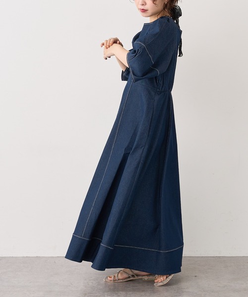 natural couture（ナチュラルクチュール）の「ランタンスリーブワンピース（ワンピース・レディース・イエロー/ブルー系その他/ストライプ・L/FREE）」の10枚目の写真