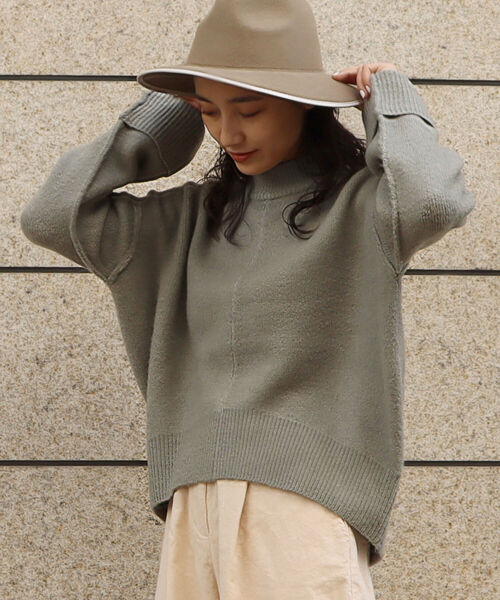 BEAMS HEART(ビームスハート)の「BEAMS HEART / アウトリンキング ニットプルオーバー(ニット/セーター・レディース・ベージュ/ピンク/ミント/サックスブルー/イエロー系その他2・FREE)」の2枚目の写真