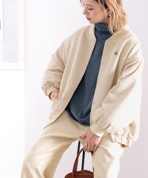 classicalelf（クラシカルエルフ）の「メンズライクコーデュロイ中綿MA-1ブルゾン（MA-1・レディース・ベージュ/モカ・MEDIUM/LARGE/X-LARGE）」の8枚目の写真