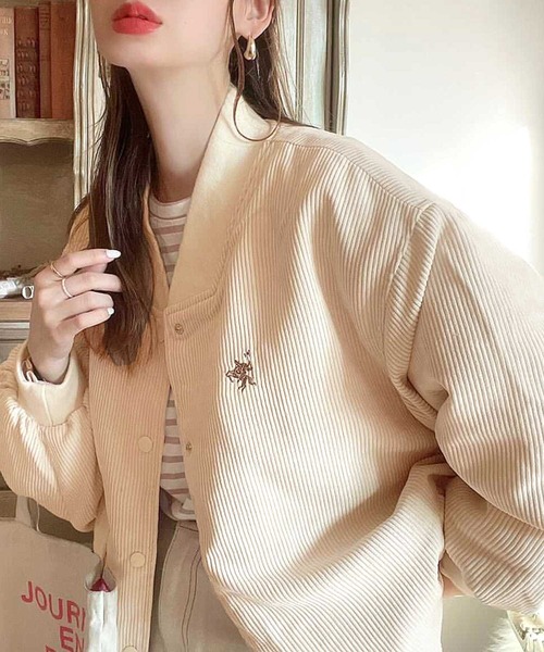 classicalelf（クラシカルエルフ）の「メンズライクコーデュロイ中綿MA-1ブルゾン（MA-1・レディース・ベージュ/モカ・MEDIUM/LARGE/X-LARGE）」の10枚目の写真