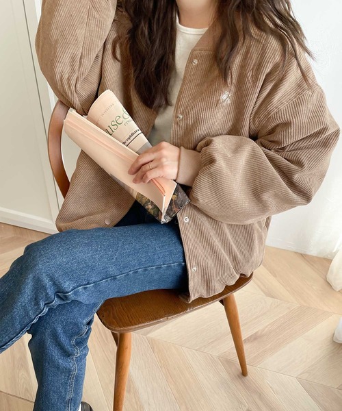 classicalelf（クラシカルエルフ）の「メンズライクコーデュロイ中綿MA-1ブルゾン（MA-1・レディース・ベージュ/モカ・MEDIUM/LARGE/X-LARGE）」の15枚目の写真