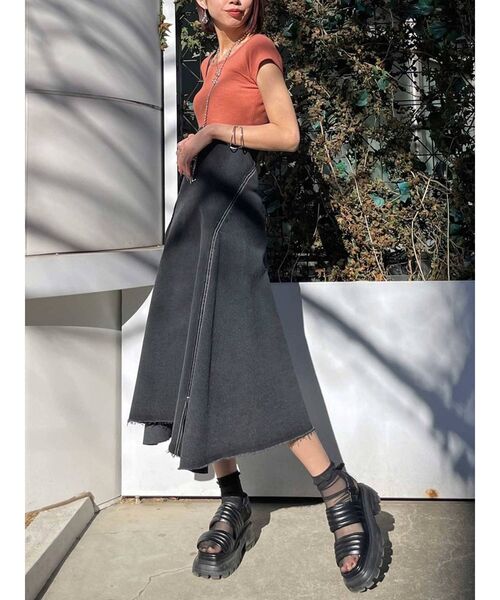EMODA（エモダ）の「デニムスカート（デニムスカート・レディース・ブラック・SMALL）」の3枚目の写真