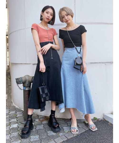 EMODA（エモダ）の「デニムスカート（デニムスカート・レディース・ブラック・SMALL）」の5枚目の写真