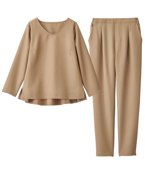 RANAN（ラナン）の「【2点セット】洗える/ストレッチ　ペプラムブラウス＆テーパードパンツセットアップ（スーツセット・レディース・ブラック系その他/ブルー系その他/グレー系その他/アイボリー/モカ・M/L/LL/3L/5L/4L）」の12枚目の写真