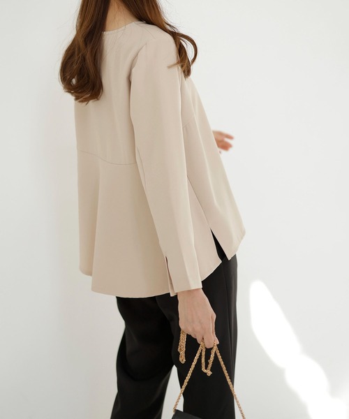 RANAN（ラナン）の「【2点セット】洗える/ストレッチ　ペプラムブラウス＆テーパードパンツセットアップ（スーツセット・レディース・ブラック系その他/ブルー系その他/グレー系その他/アイボリー/モカ・M/L/LL/3L/5L/4L）」の17枚目の写真