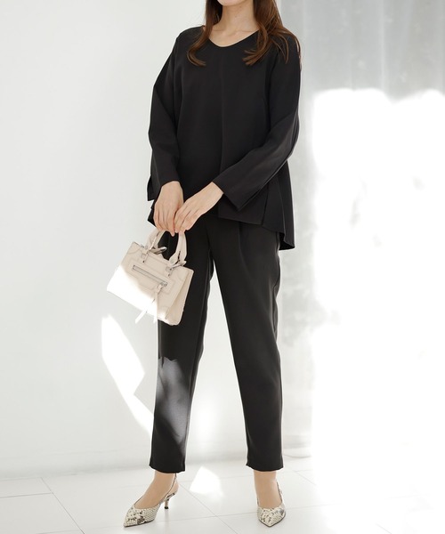 RANAN（ラナン）の「【2点セット】洗える/ストレッチ　ペプラムブラウス＆テーパードパンツセットアップ（スーツセット・レディース・ブラック系その他/ブルー系その他/グレー系その他/アイボリー/モカ・M/L/LL/3L/5L/4L）」の15枚目の写真