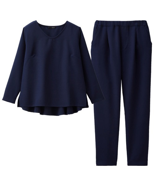 RANAN（ラナン）の「【2点セット】洗える/ストレッチ　ペプラムブラウス＆テーパードパンツセットアップ（スーツセット・レディース・ブラック系その他/ブルー系その他/グレー系その他/アイボリー/モカ・M/L/LL/3L/5L/4L）」の10枚目の写真