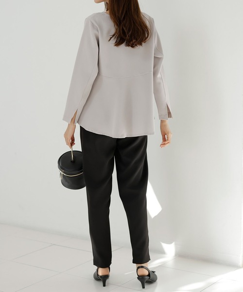 RANAN（ラナン）の「【2点セット】洗える/ストレッチ　ペプラムブラウス＆テーパードパンツセットアップ（スーツセット・レディース・ブラック系その他/ブルー系その他/グレー系その他/アイボリー/モカ・M/L/LL/3L/5L/4L）」の21枚目の写真