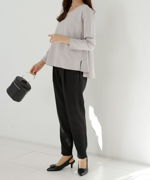 RANAN（ラナン）の「【2点セット】洗える/ストレッチ　ペプラムブラウス＆テーパードパンツセットアップ（スーツセット・レディース・ブラック系その他/ブルー系その他/グレー系その他/アイボリー/モカ・M/L/LL/3L/5L/4L）」の19枚目の写真