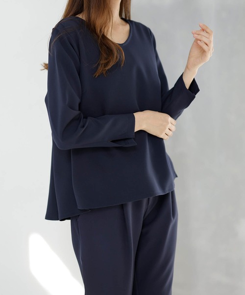 RANAN（ラナン）の「【2点セット】洗える/ストレッチ　ペプラムブラウス＆テーパードパンツセットアップ（スーツセット・レディース・ブラック系その他/ブルー系その他/グレー系その他/アイボリー/モカ・M/L/LL/3L/5L/4L）」の22枚目の写真
