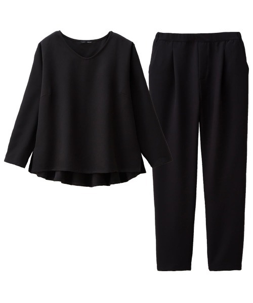 RANAN（ラナン）の「【2点セット】洗える/ストレッチ　ペプラムブラウス＆テーパードパンツセットアップ（スーツセット・レディース・ブラック系その他/ブルー系その他/グレー系その他/アイボリー/モカ・M/L/LL/3L/5L/4L）」の7枚目の写真